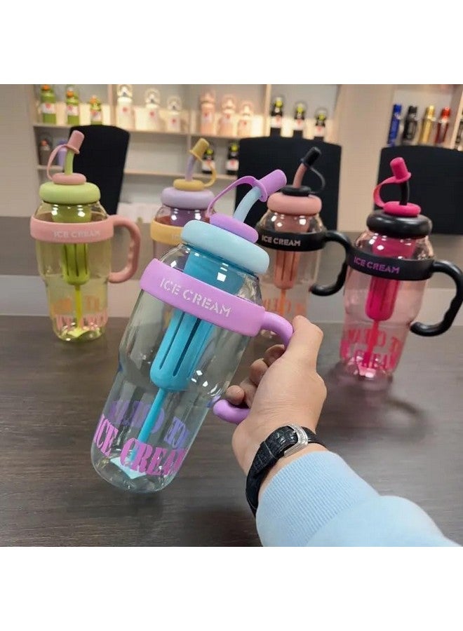 VIYOT VIYOT Water Bottle Tumbler, 1300ml Sports Shaker with Straw and Handle, Insulated Transparent Cup - Image 3