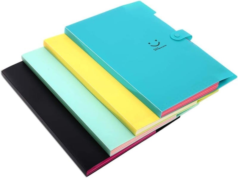 Corslet Pack of 4 Expanding File Folder File Holder for Documents with 5 Pockets Organizer Plastic A4 Size File Organizer for Personal Use Multi-Project Organization for School Teacher and Office - Image 1