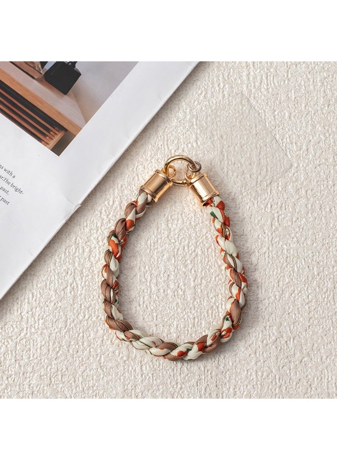 NIBEMINENT Beaded Phone Lanyard, Anti Lost Removable Wrist Strap, Chain Scarf Bracelet Pendant, Phone Keychain Lanyard,2/Orange Yellow