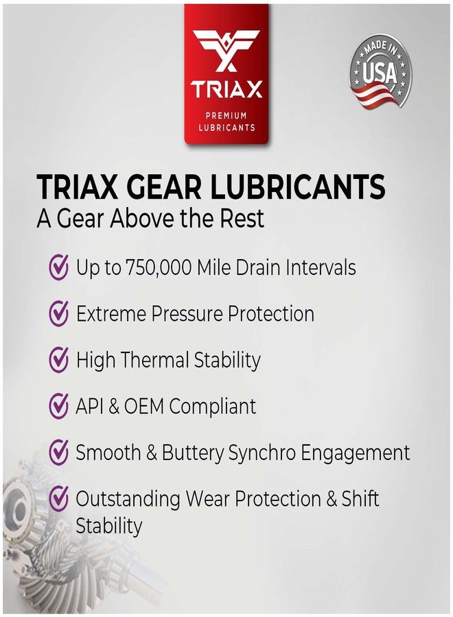 TRIAX Synergy Gear MT 75W-90 GL-4 (MT-90); Full Synthetic Manual Trans Fluid; Smooth Shifting; No Sticking, Slipping, Vibration, or Shudder; Yellow Metal Safe (1 Quart) - Image 4
