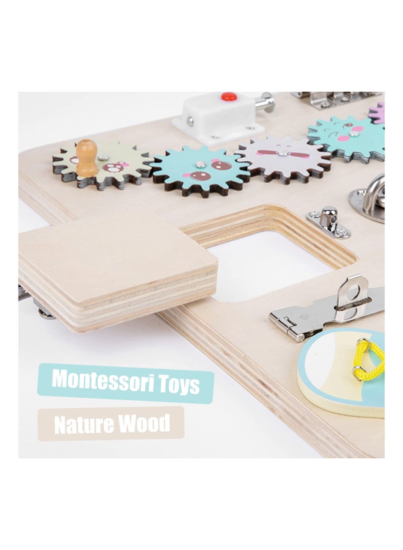 SYOSI Toddler Busy Board, Wooden Montessori Busy Board for Toddlers, Sensory Play Set, Educational Toys, Preschool Learning Activities for Age 3 Year Old, Sensory of Choice for Children with Autism  - Image 4