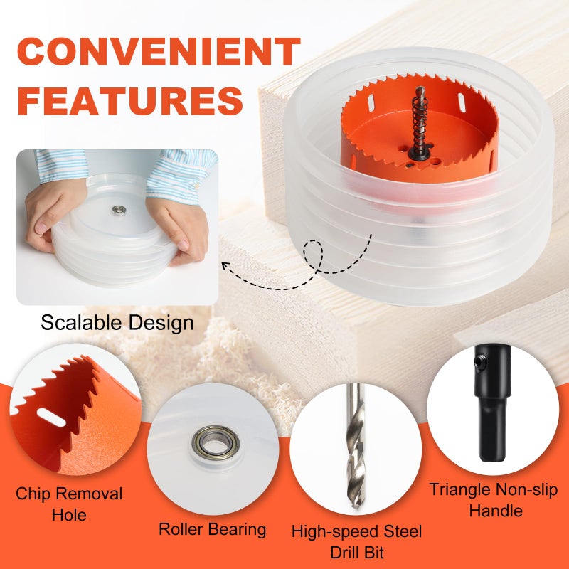 Storystore 6 1/4 Hole Saw for Recessed Lights Can Lights, 6.25 Inch Hole Cutter with Dust Bowl for Recessed Lighting, Hole Saw Dust Catcher with Bi-Metal Wood Drywall Hole Cutter - Image 3