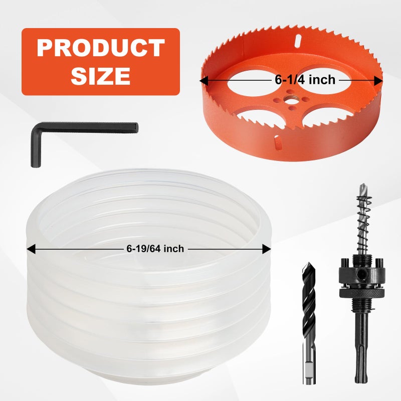 Storystore 6 1/4 Hole Saw for Recessed Lights Can Lights, 6.25 Inch Hole Cutter with Dust Bowl for Recessed Lighting, Hole Saw Dust Catcher with Bi-Metal Wood Drywall Hole Cutter - Image 2