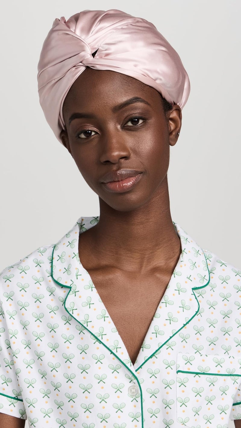 Slip Pure Silk Turban - Pink | 100% Mulberry Silk  Ultra Soft & Gentle On Hair  Prevents Breakage & Frizz | Stylish Hair Accessory For Nighttime & Travel | Adjustable Fit  Luxurious Comfort - Image 2