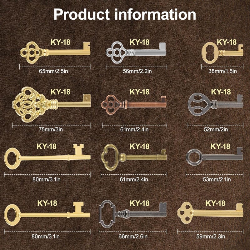 VYH 12PCS Hollow Barrel Skeleton Key, Universal Skeleton Key, Decorative Vintage Style Set - Image 2