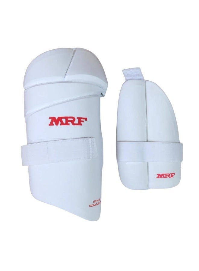 MRF Genius Dual White Thigh Guard - Youth Right Hand - Image 1