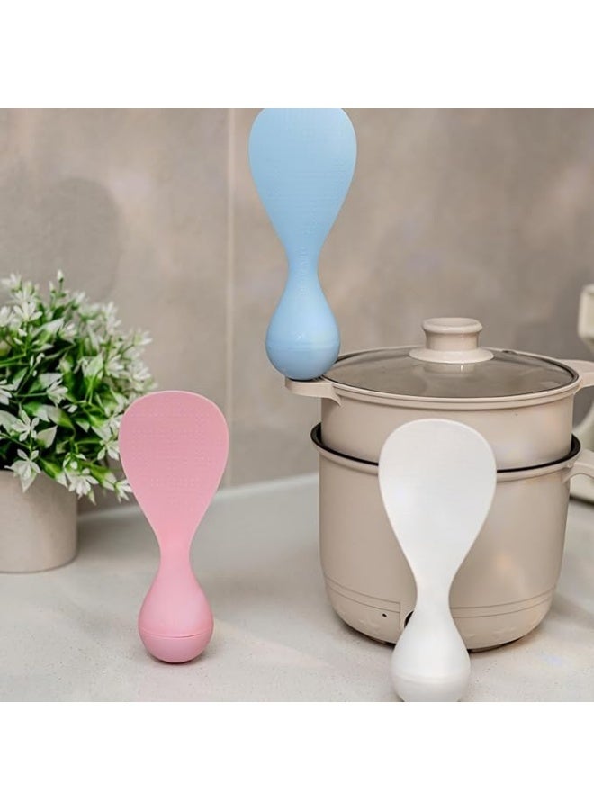 New Creative Food Grade Tumbler Anti-Stick Rice Spoon,Tumbler Rice Spoon, Standing Rice Shovel, Silicone Rice Paddle, Heat Resistant Rice Cooker Spatula (White)  ﻿ - Image 2