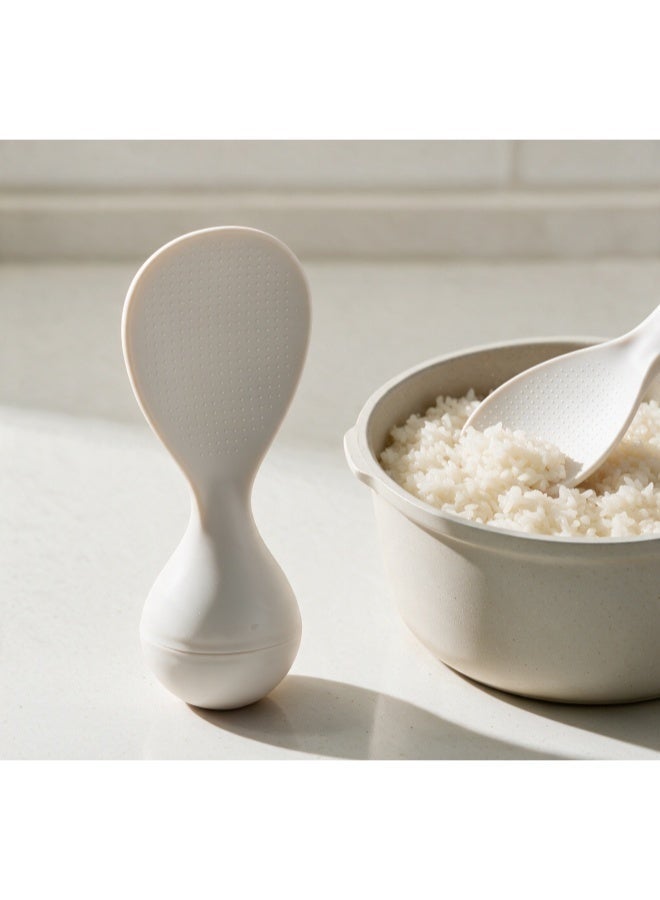 New Creative Food Grade Tumbler Anti-Stick Rice Spoon,Tumbler Rice Spoon, Standing Rice Shovel, Silicone Rice Paddle, Heat Resistant Rice Cooker Spatula (White)  ﻿ - Image 1
