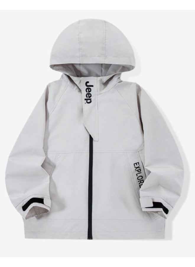 Jeep Spring And Autumn Boys And Girls Windproof Jacket Student Comfortable Outdoor Windbreaker Mountaineering Jacket Hooded Top - Image 1