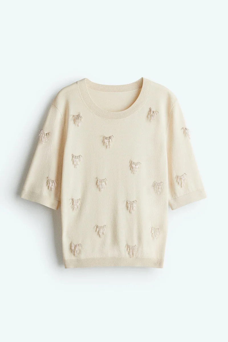 اتش اند ام بلوزة مزخرفة بالخرز