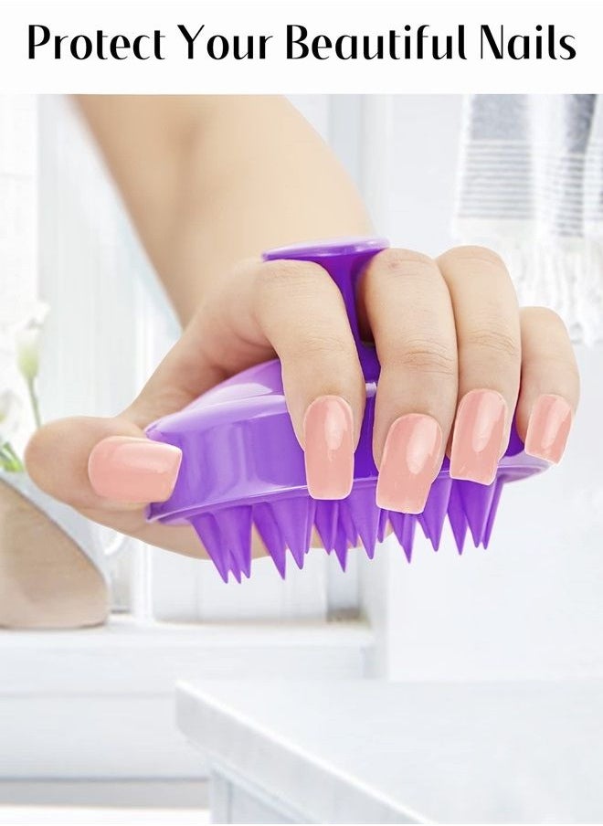 Heeta 2 Pack Hair Scalp Massager Shampoo Brush for Growth, Scrubber with Soft Silicone, Wet and Dry Detangler (Black & Purple)  - Image 4