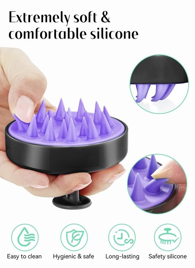 Heeta 2 Pack Hair Scalp Massager Shampoo Brush for Growth, Scrubber with Soft Silicone, Wet and Dry Detangler (Black & Purple)  - Image 3