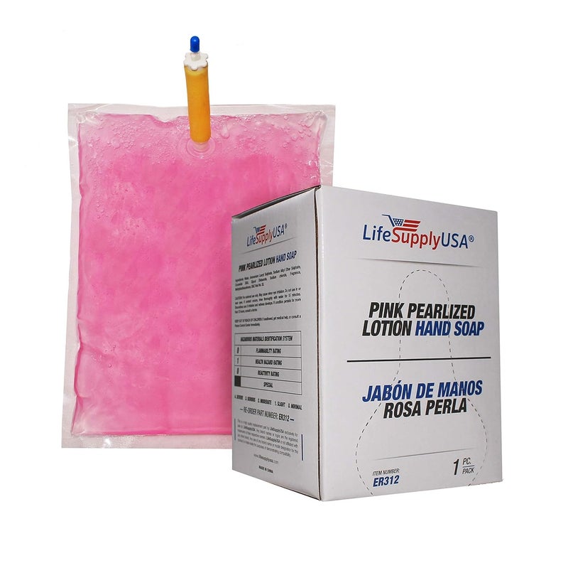 LifeSupplyUSA LifeSupplyUSA Case of 1 Pink Pearlized Liquid Lotion Hand Wash Soap 800ml Dispenser - Refill Pouch Bags