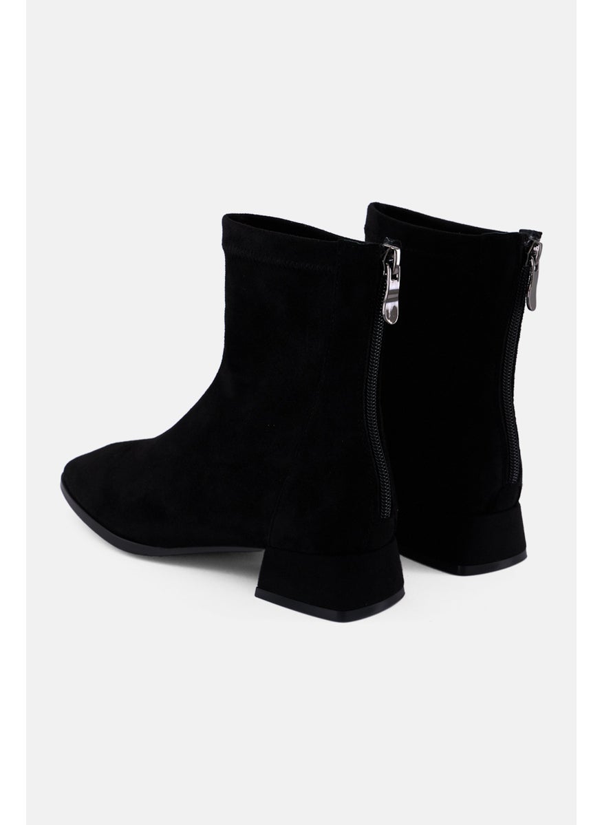 STEVE MADDEN - Women Ention Suede Zipper Up Ankle Boots, Black - Image 1