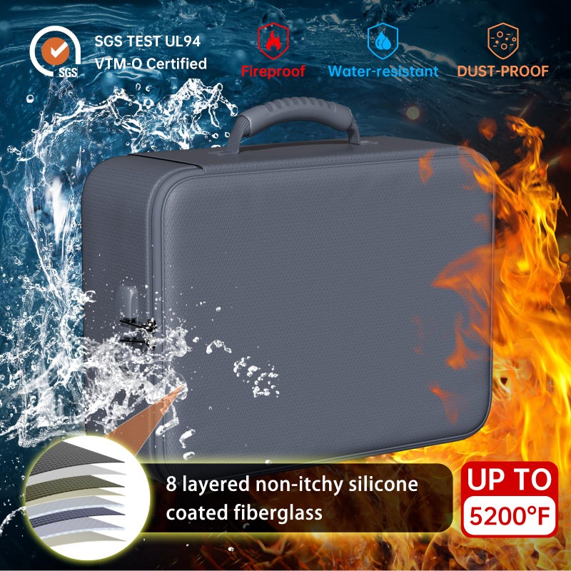 DocSafe 5200Â°F Document Organizer with Lock,Upgraded Heat Insulated Fireproofï¼†Waterproof Box 8 Layers File Organizer,Portable Home Travel Safe Storage for Important Documents, Files,Gray (Soft) - Image 2
