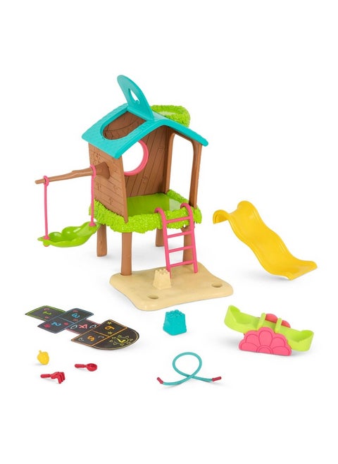 Li’l Woodzeez - 11 Pcs Tree House Playset for Doll Figures - Playhouse Playset with Ladder, Swing & More Accessories - Pretend Play Toy for Kids Age 3+