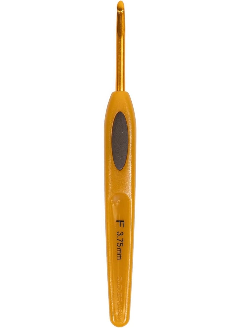 Clover 1006/F Soft Touch Crochet Hook, Size F (3.75 mm), Ergonomic Lightweight Handle with Soft Cushion Grip for Hand Comfort, Gold-Toned Aluminum Tip - Image 2