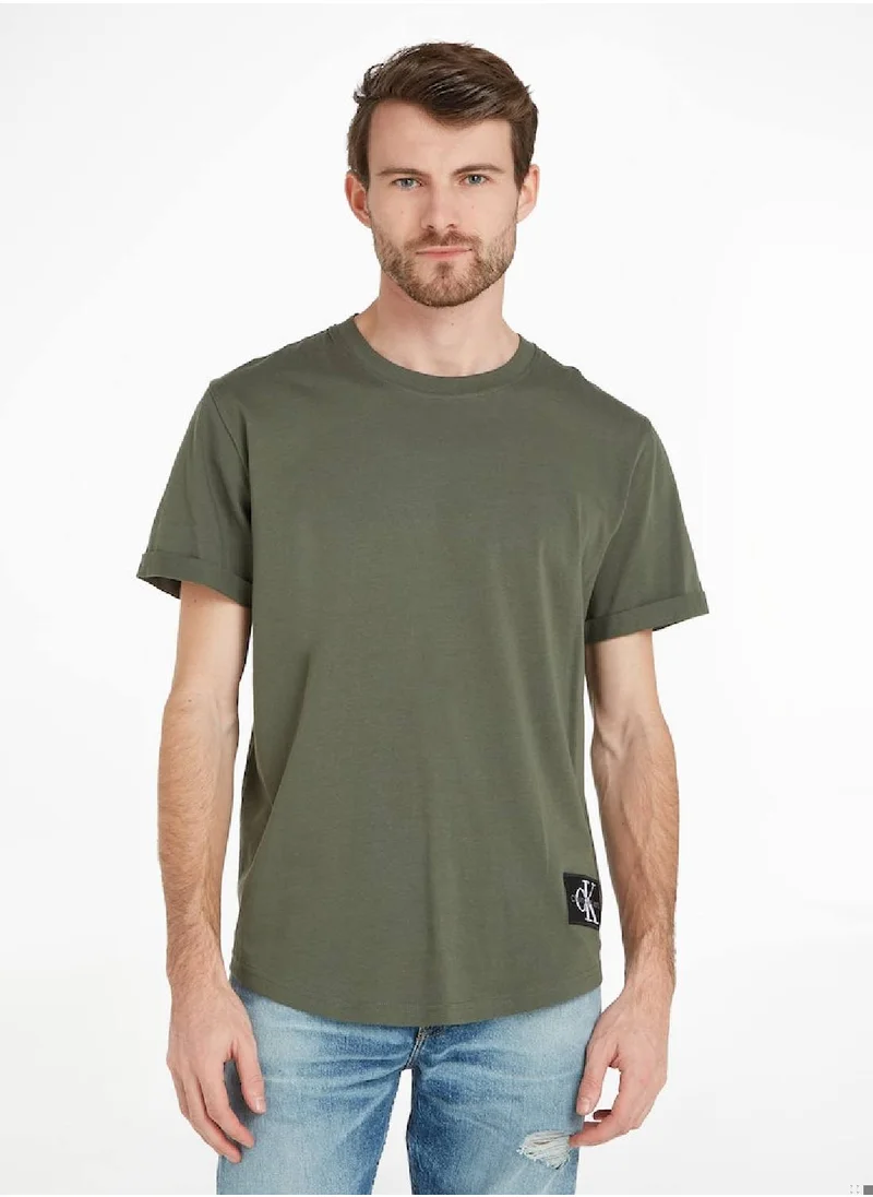 Calvin Klein Jeans Calvin Klein Jeans Men's T-Shirt - Turn Up Sleeve - Casual Tops - Cotton , Green