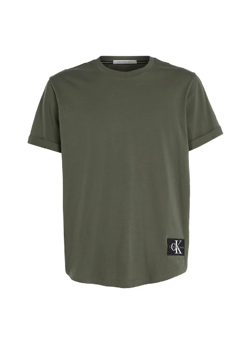 Calvin Klein Jeans Calvin Klein Jeans Men's T-Shirt - Turn Up Sleeve - Casual Tops - Cotton , Green