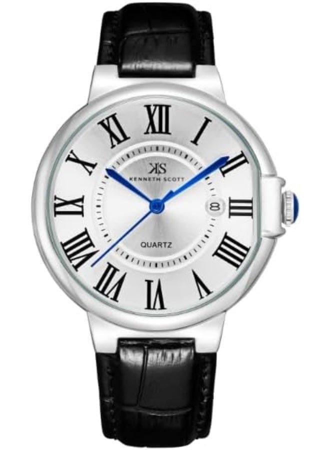 KENNETH SCOTT Kenneth Scott Men's Analog White Dial Watch - K23053-SLBW - Image 1