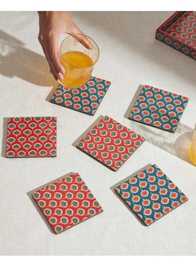 Chumbak Blooming Buds Coaster, Set of 6