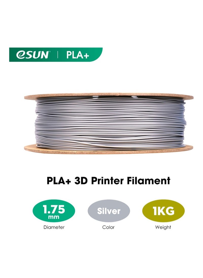 eSUN Esun Pla+ 1.75mm Silver 3D Printer Filament Crack Resistant Smooth Finish 1kg Spool  - Image 2