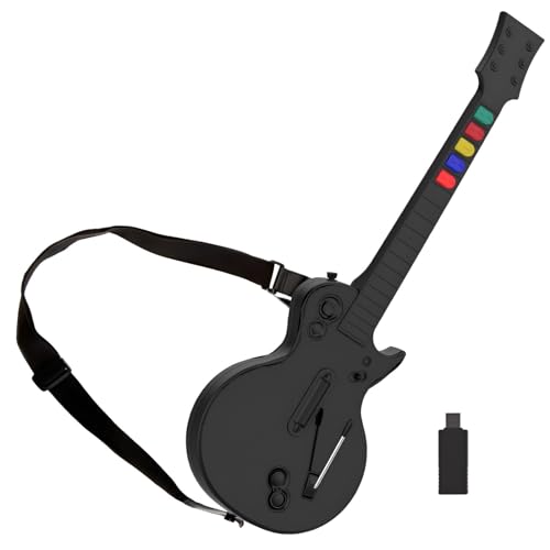 DOYO Wireless Controller for PC and PS3 - Guitar Hero 3/4/5 and Rock Band 1/2 Games - Guitar with Strap (5 Keys/Black) - Image 1