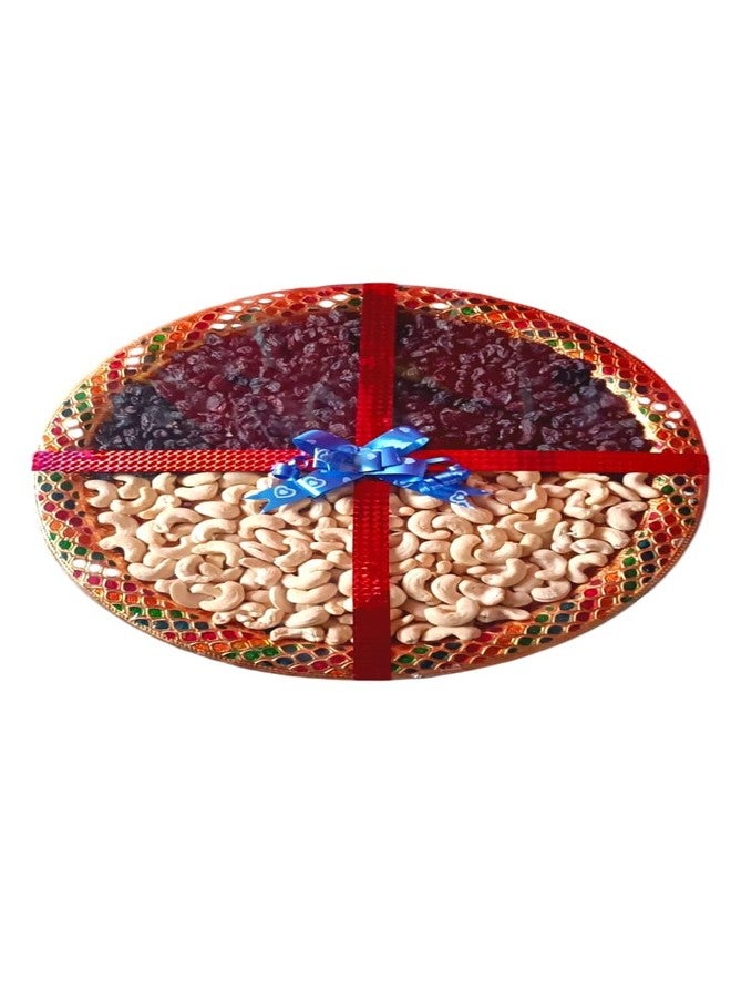 Koogly طبق كوجلي ميناكاري كبير مع زبيب أسود مجفف وكاجو، هدية مثالية لعيد ديوالي وحفلات الزفاف - Image 1