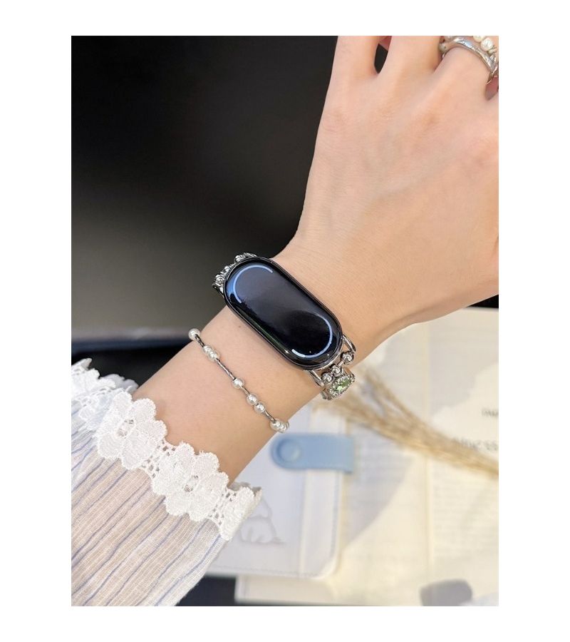 سوار ساعة قابل للتعديل من مكعبات السكر الوردية الماسية لـ Mi Band 8 9 10 - Image 1