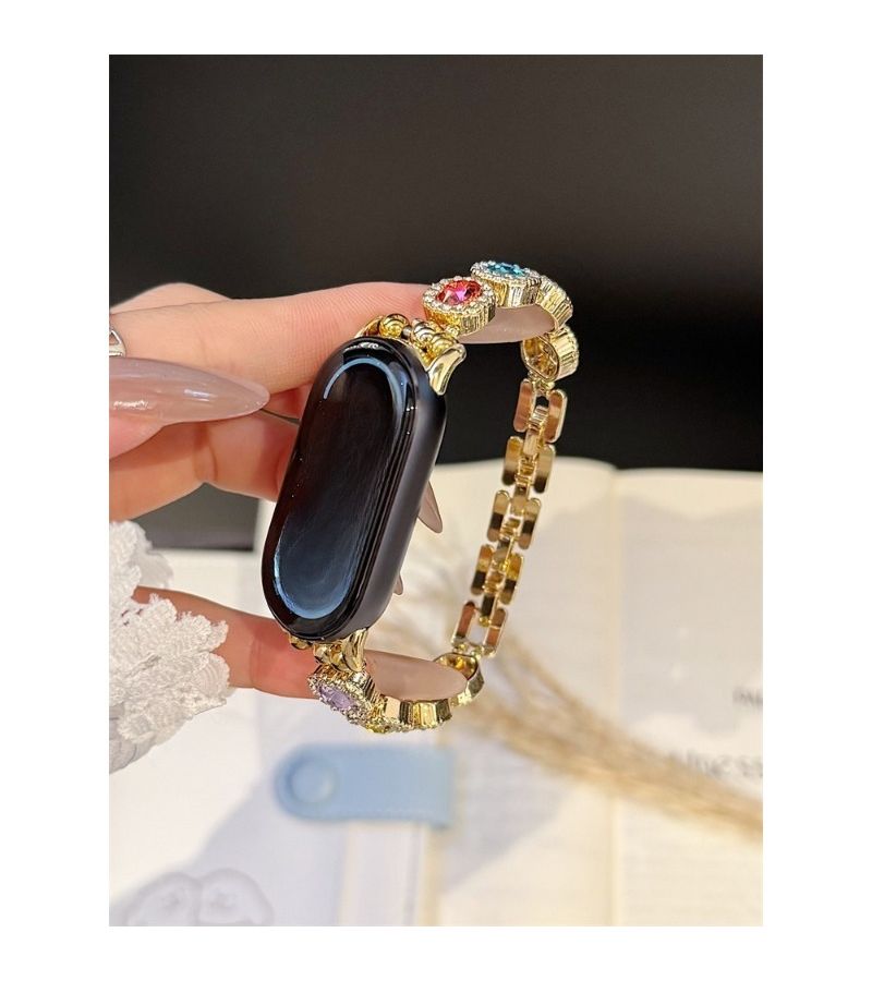 سوار ساعة قابل للتعديل من مكعبات السكر الوردية الماسية لـ Mi Band 8 9 10 - Image 3