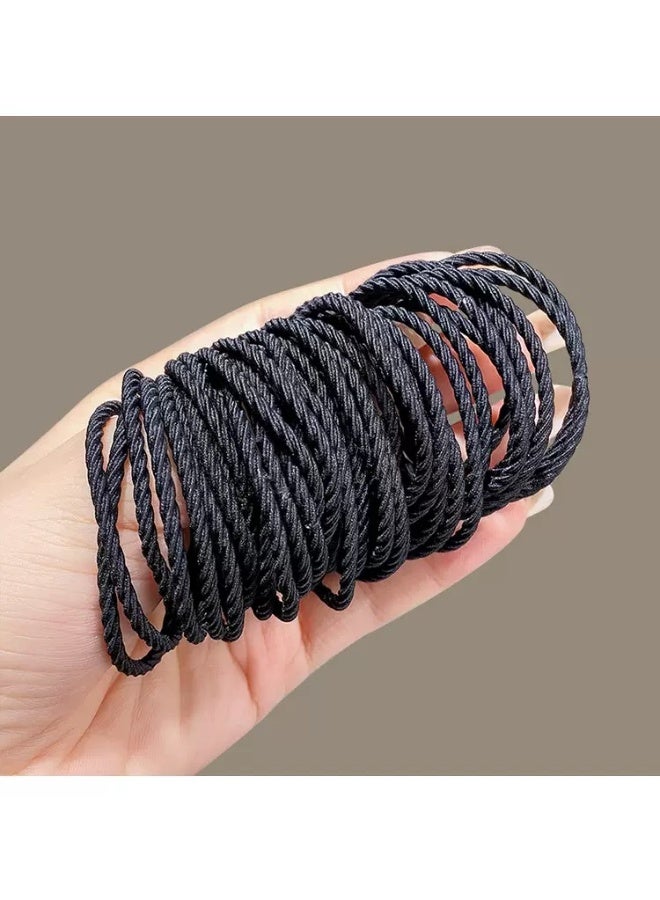 JAYATO 100pcs High-elasticity and Durable Hair Ties Black, No Crease, Elastic Seamless Rubber Hair Bands Not Damage for Toddlers Girls Kids Thick Hair Ponytail Holders Headband Scrunchies Hair Accessories