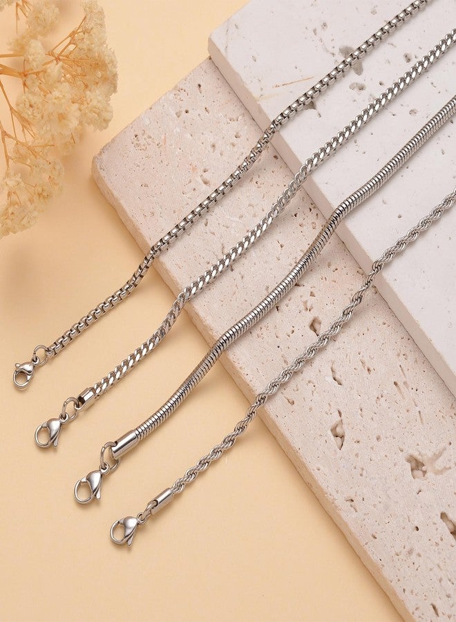 Tornito 8Pcs Chain Bracelet Stainless Steel Curb Width Rope Figaro Cuban Link Chain Bracelets Set for Men Women 9.0 Inches - Image 5