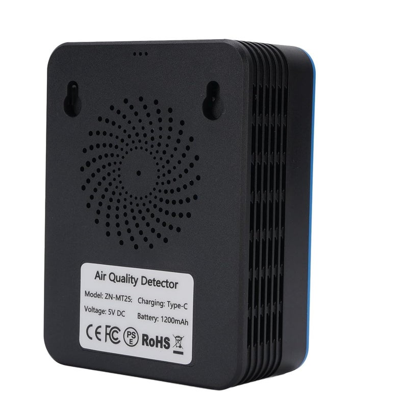for CO2 HCHO TVOC Temperature and Humidity - 5 in 1 Air Quality Detector with Semiconductor Infrared and Electrochemical Sensors, Portable, Rechargeable 1200mAh Battery - Black (Black and Blue) - Image 3