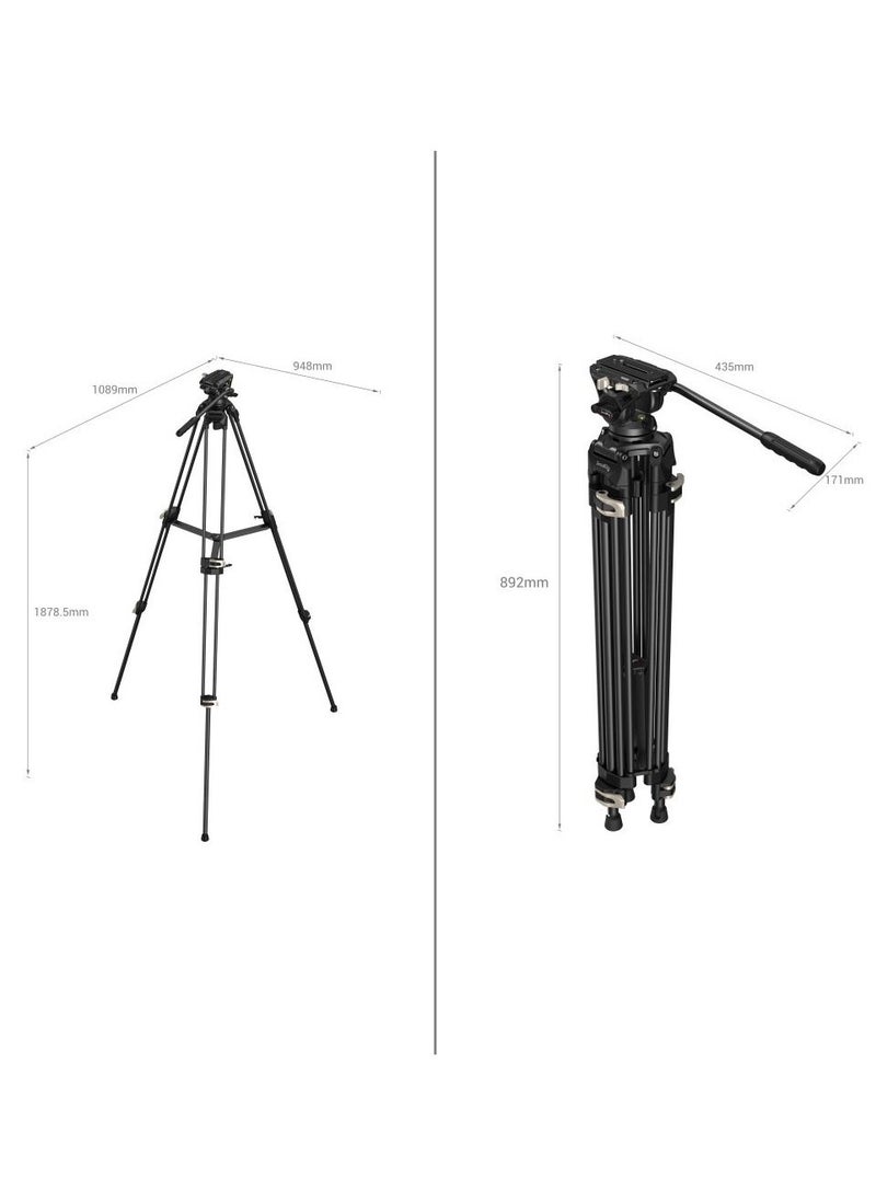 SMALLRIG - SmallRig 3751 AD-01 Heavy-Duty Fluid Head Tripod with 360 Degree Fluid Head and Quick Release Plate for DSLR, Camcorder, Cameras - Image 1