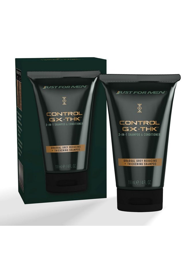 جست فور من شامبو وبلسم Just for Men Control GX + THK لتكثيف الشعر مع تقليل الشيب، شامبو للشعر الخفيف مع ألفا كيراتين، يزيد من كثافة الشعر بنسبة تصل إلى 20%، يناسب جميع أنواع الشعر، 4 أونصة  - Image 1