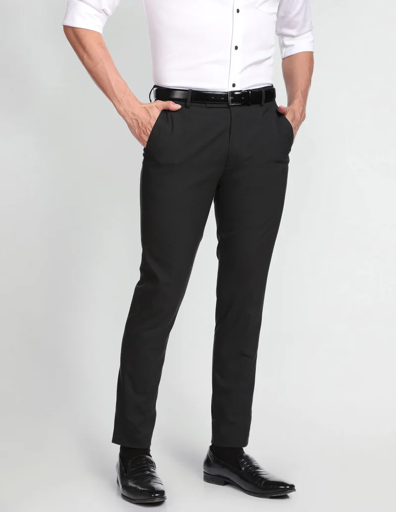 Mid Rise Dobby Formal Trousers