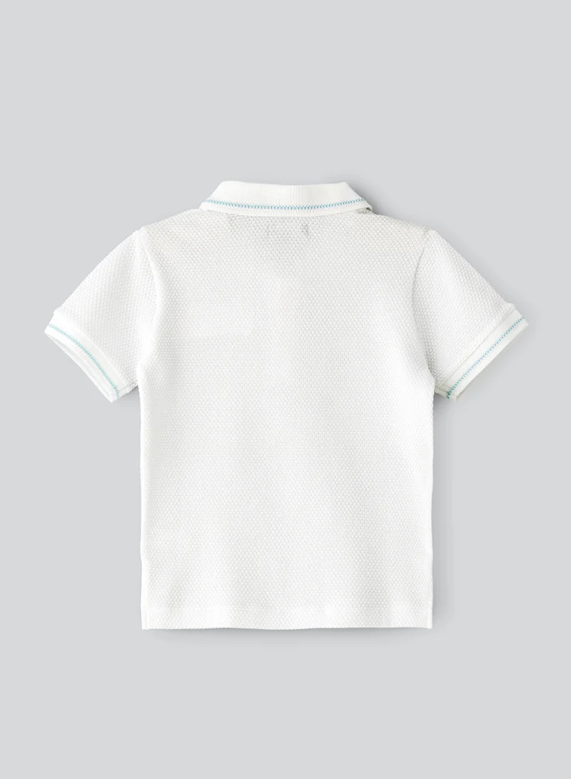 JAM Boys' White Textured Cotton Polo Shirt