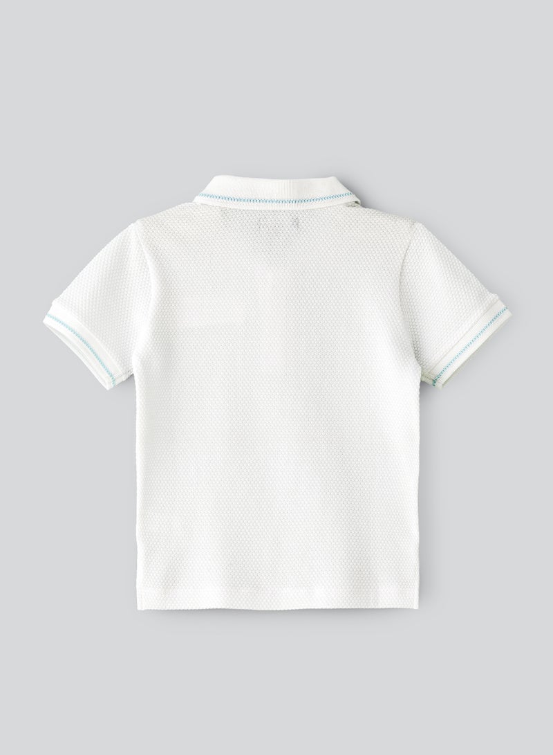 JAM Boys' White Textured Cotton Polo Shirt - Image 2