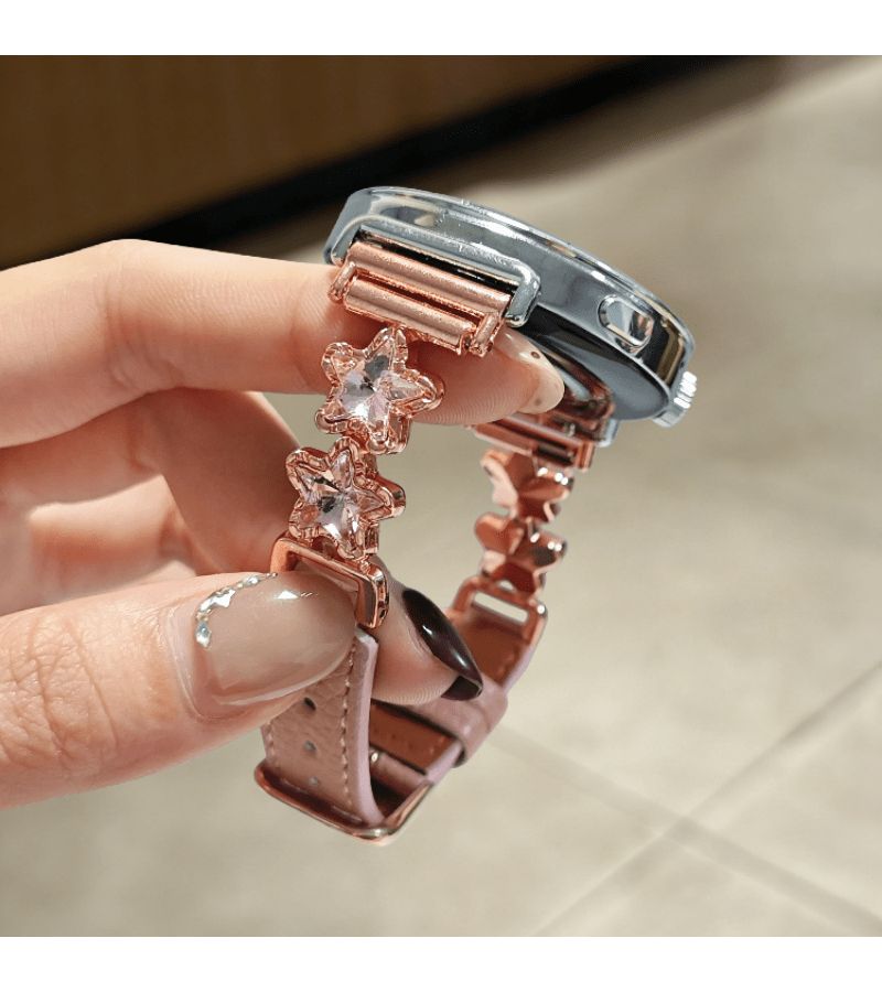 حزام جلدي صناعي بسيط بنجمة لساعة HW Watch Fit3 Fit4 بألوان متعددة مصنوع يدويًا - Image 1