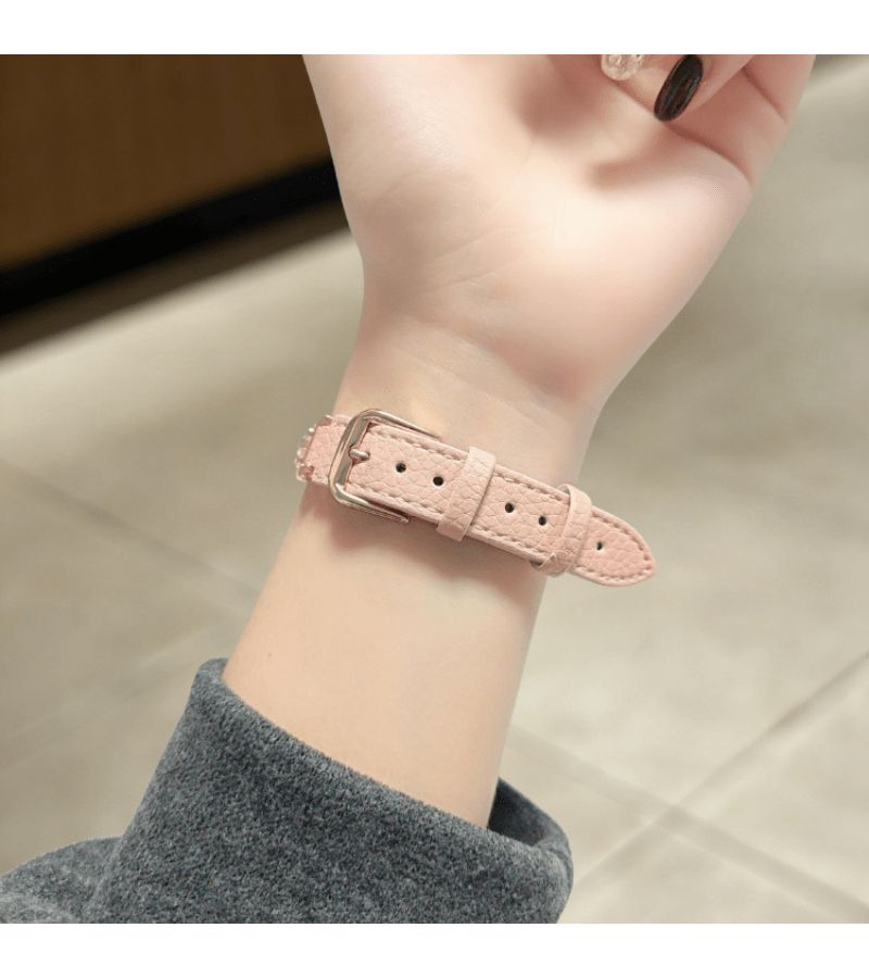 حزام جلدي صناعي بسيط بنجمة لساعة HW Watch Fit3 Fit4 بألوان متعددة مصنوع يدويًا - Image 4