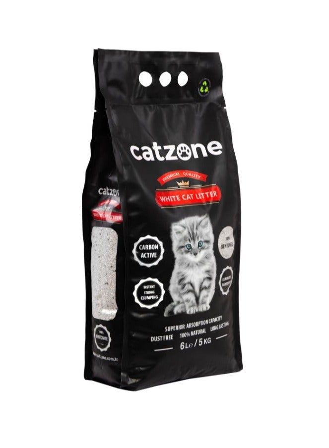 Catzone White Clumping Cat Litter with Active Carbon - dust free5 kg