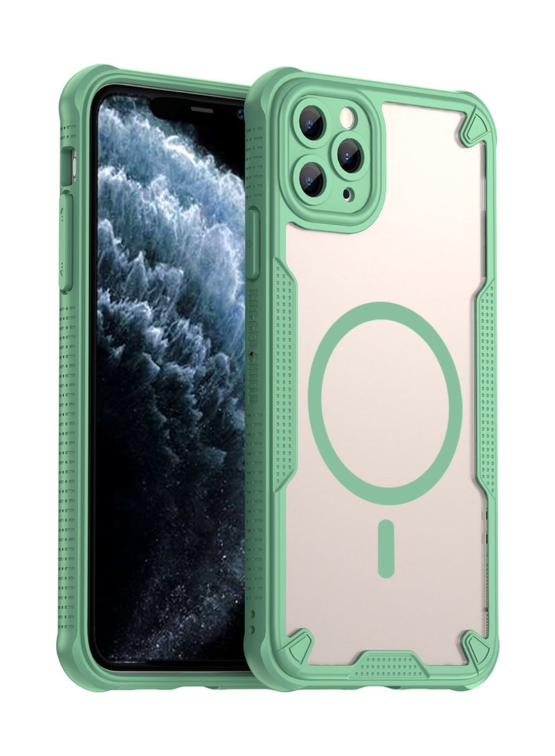 Cover For iPhone 11 Pro Armor Glaze MagSafe Magnetic Phone Case Raised edges around the screen and camera lens help prevent scratches - Green - Image 1