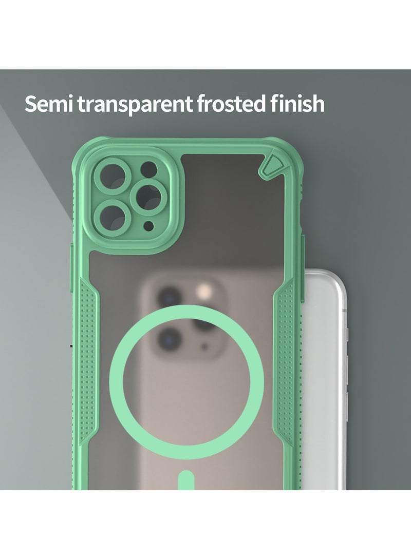 Cover For iPhone 11 Pro Armor Glaze MagSafe Magnetic Phone Case Raised edges around the screen and camera lens help prevent scratches - Green - Image 4