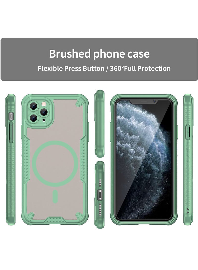 Cover For iPhone 11 Pro Armor Glaze MagSafe Magnetic Phone Case Raised edges around the screen and camera lens help prevent scratches - Green - Image 5