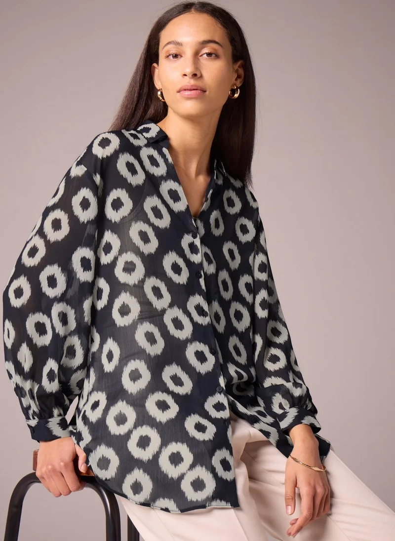 Matalan Et Vous Navy Scratch Spot Blouse