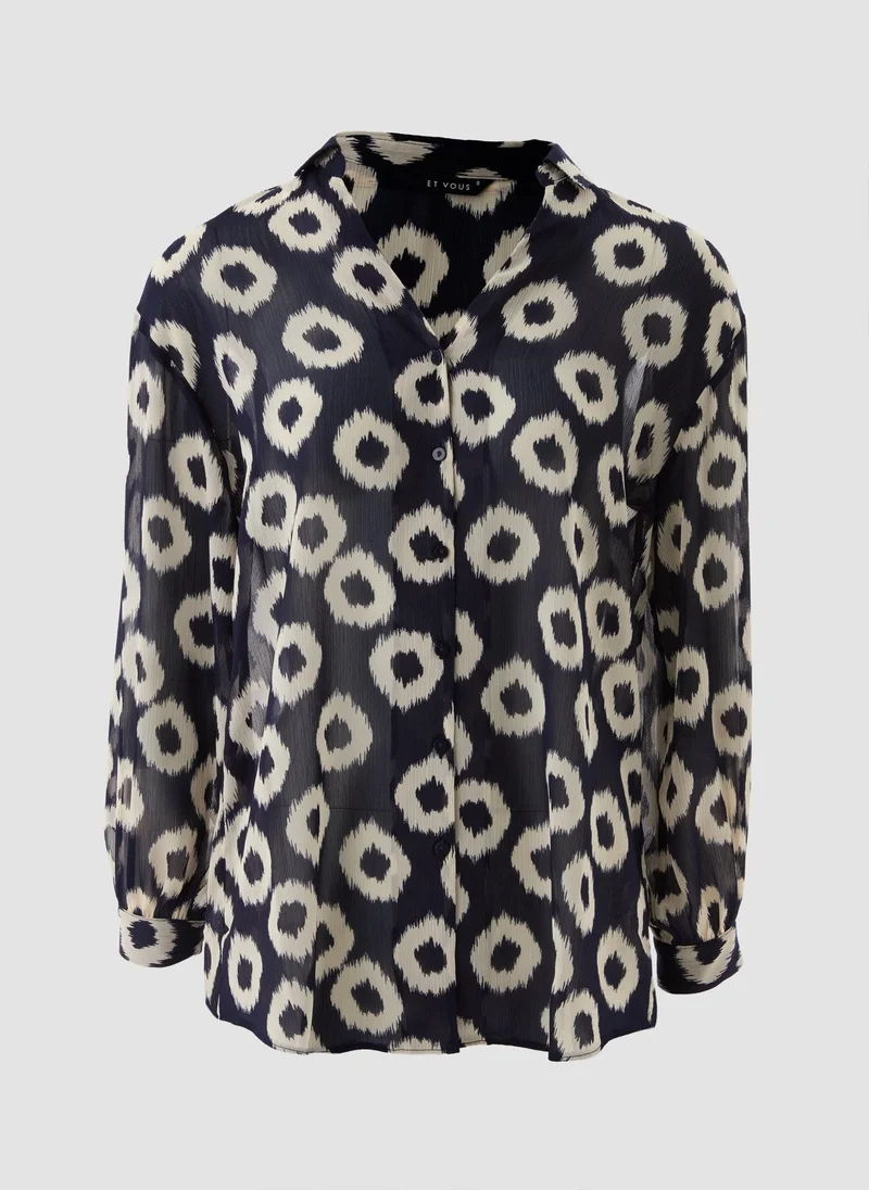 Matalan Et Vous Navy Scratch Spot Blouse