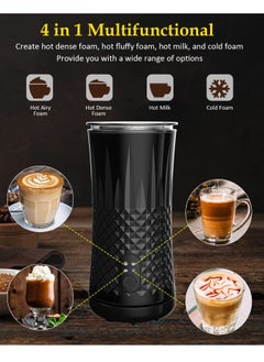 ET-LIFE 4-in-1 Hot & Cold Electric Milk Frother 400W 130ml for Milk Foam 240ml for Heating BL-NPB07 Black  - Image 2