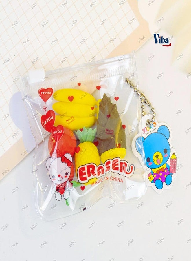 VIBA® Fruit Eraser Set for Kids (Pack of 12) | Cute Fruit Shaped Mini Erasers | Colorful Stationery for School, Return Gifts, Party Favors | Small Cartoon Erasers (Size 3cm) - Image 5