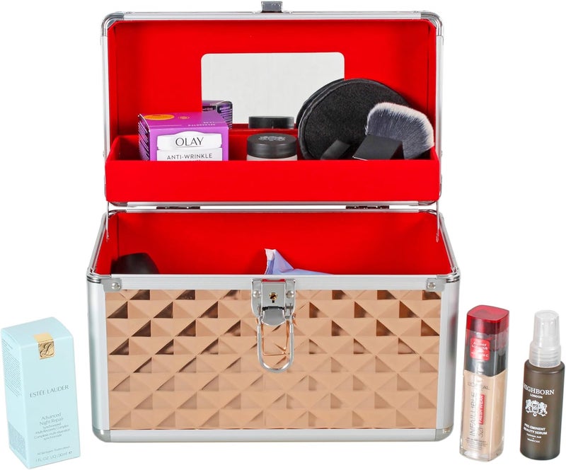 AR BRAND EST. 2021 Aluminium Hard Make Up Travel Storage Box Cosmetic Beauty Vanity Case Organiser - Image 2