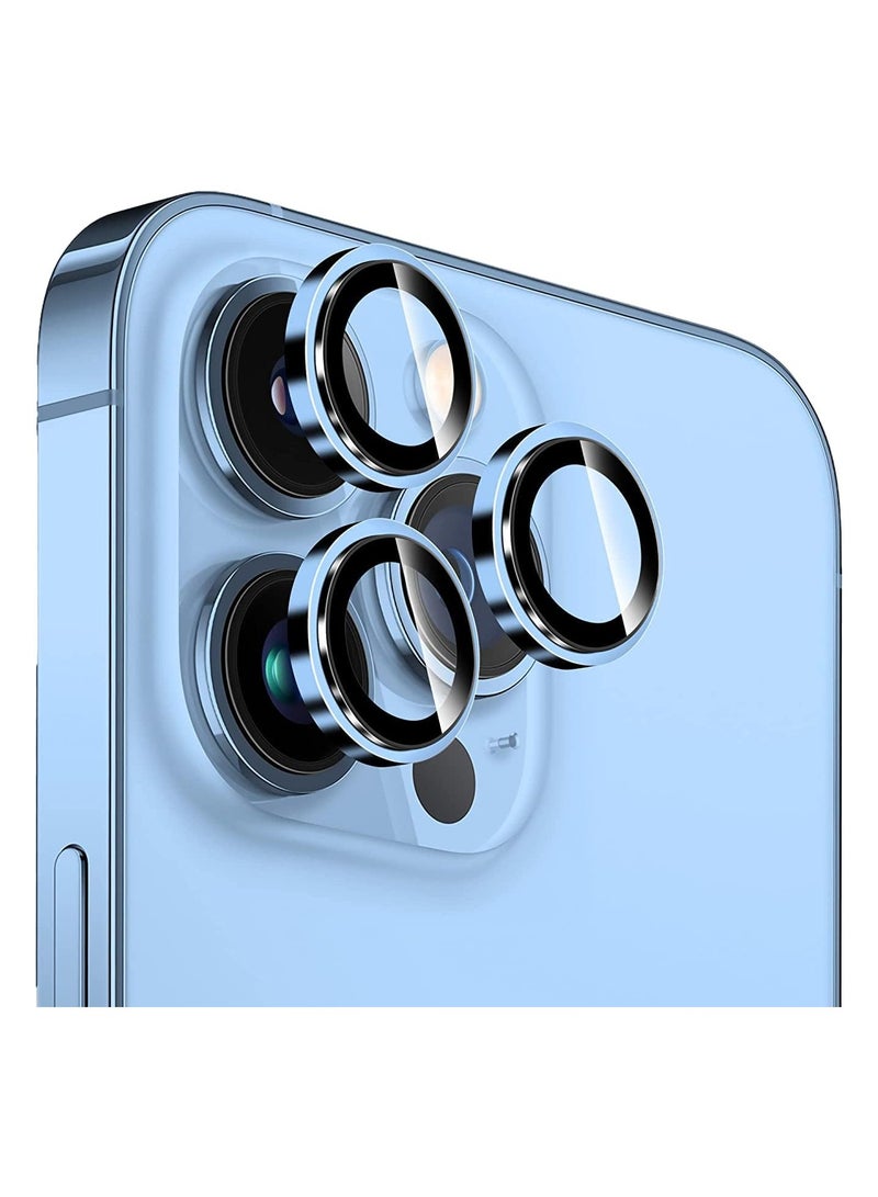 general Camera Lens Protector for iPhone 13 Pro 6.1-Inch and iPhone 13 Pro Max 6.7-Inch, 9H Tempered Glass Metal Individual Ring Cover, HD Clear, 3-Pack - Blue  - Image 1